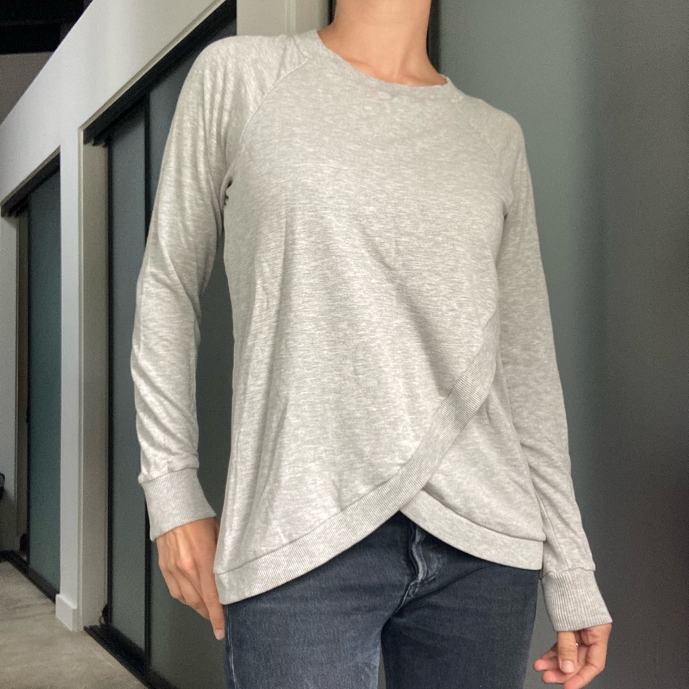 Grey Cotton Blend Maternity & Nursing Sweatshirt